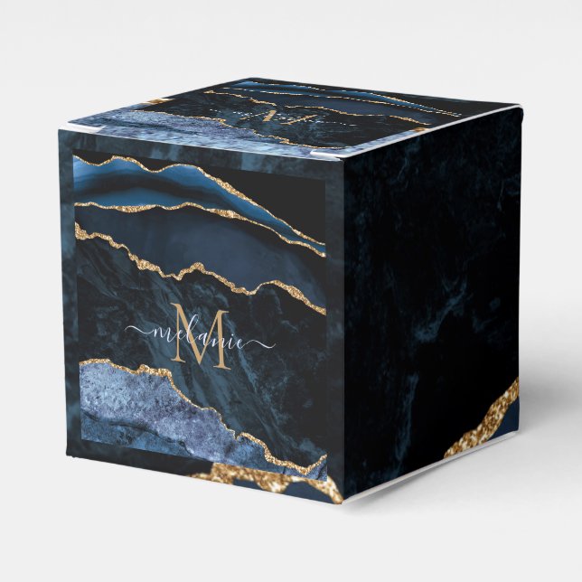 Blue Gold Marble Geschenkboxen Individuelle Name L Geschenkschachtel (Vorderseite)
