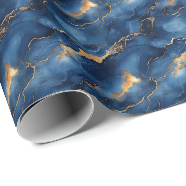 Blue & Gold Marble Geschenkpapier (Rolleneckpunkt)