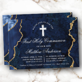 Blue Gold Marmor Agate Geode Erste Kommune Einladung