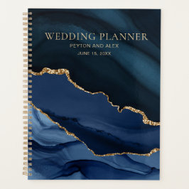 Blue Gold Marmor Agate Wedding Planner Planer