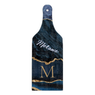 Blue Gold Marmor Individuelle Name Letter Cutting  Schneidebrett