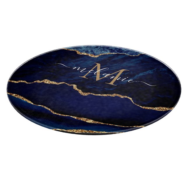 Blue Gold Marmor Name Letter Cutting Board Schneidebrett (Ecke)