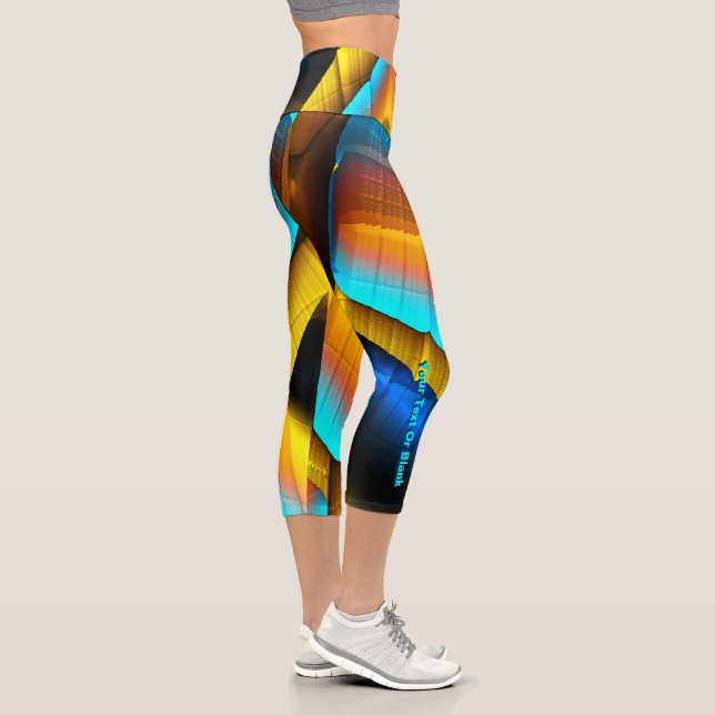 Blue-Gold-Metallic-Muster 33 Capri Leggings (Rechts)