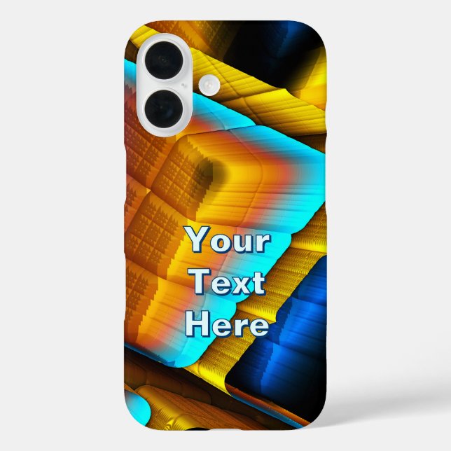 Blue-Gold Metallic Pattern 33 iPhone 16 Hülle (Rückseite)