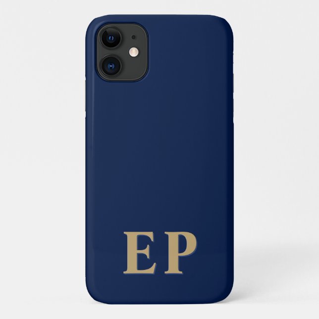 Blue & Gold | Minimal Modern Initial Monogram Case-Mate iPhone Hülle (Rückseite)