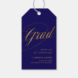 Blue & Gold Minimalistische Grad Kalligrafie Foto Geschenkanhänger