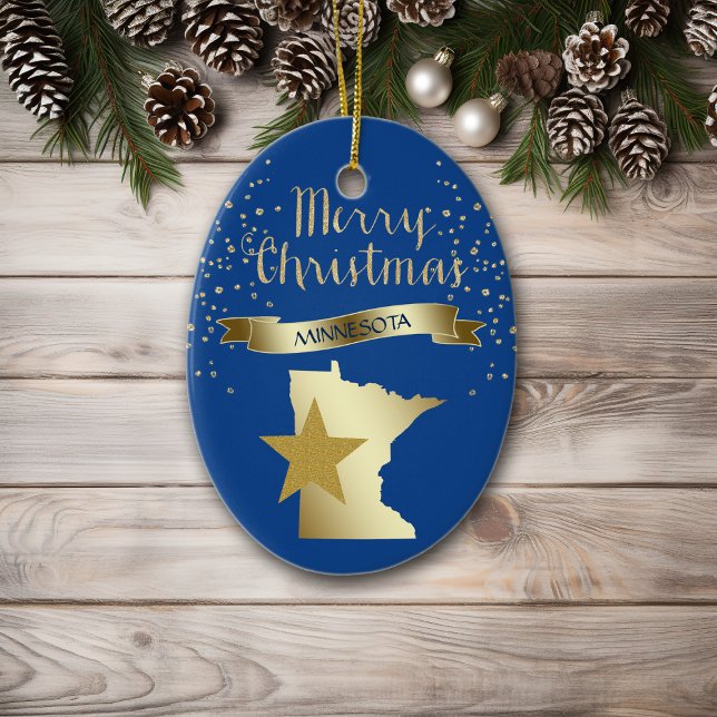 Blue Gold Minnesota Star Keramik Ornament (Von Creator hochgeladen)