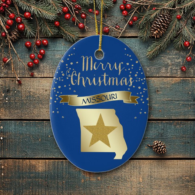 Blue Gold Missouri Star Keramikornament (Von Creator hochgeladen)