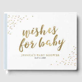 Blue & Gold Modern Stripes Wünsche für Babydusche Gästebuch
