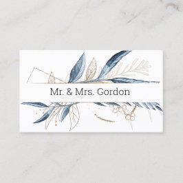 Blue Gold Moderne Floral Elegant Carte Escort