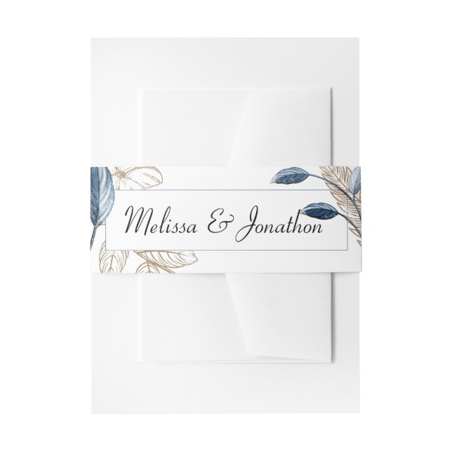 Blue Gold Moderne florale Elegante Hochzeit Einladungsbanderole (Vorderseite Beispiel)