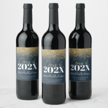 Blue Gold Moderne Glitzer Abschluss Klasse von 22