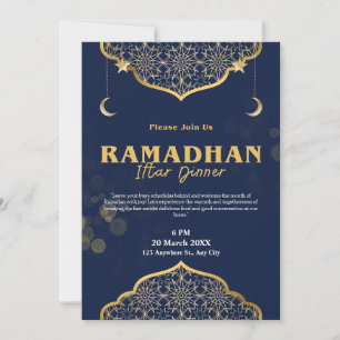 Blue Gold Modernes Iftar Dinner Einladung