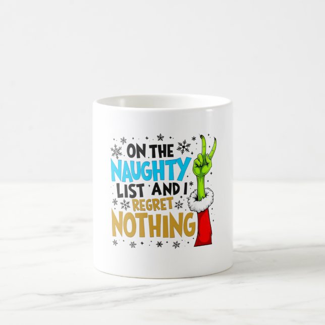Blue & Gold Naughty List Christmas Creature Design Kaffeetasse (Mittel)