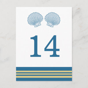 Blue Gold Nautic Seashells Table Postcard Postkarte