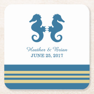Blue Gold Nautic Seepferd Paper Untersetzer