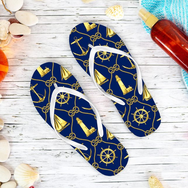 Blue Gold Nautical Flip Flops (Von Creator hochgeladen)