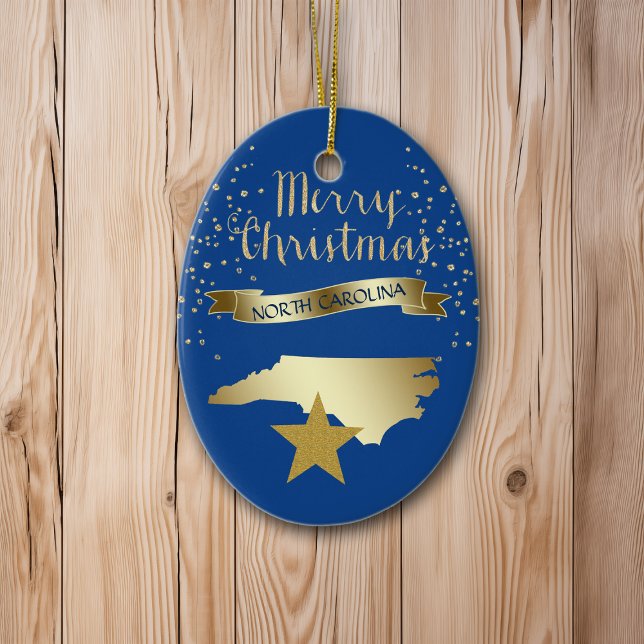 Blue Gold North Carolina Star Keramikornament (Von Creator hochgeladen)