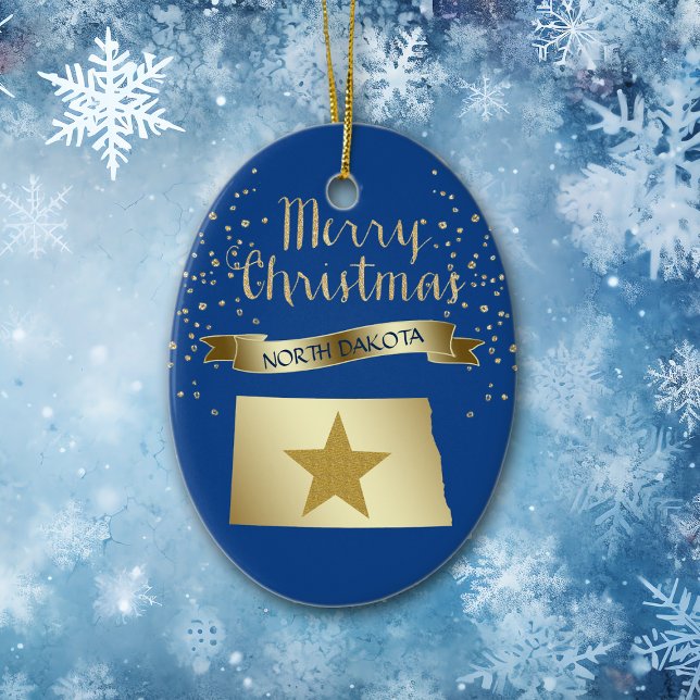 Blue Gold North Dakota Star Keramikornament (Von Creator hochgeladen)
