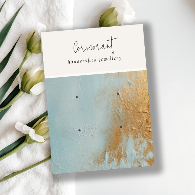 Blue Gold Öl Farbe Textur 2 Ohrring Holder Visitenkarte (Von Creator hochgeladen)