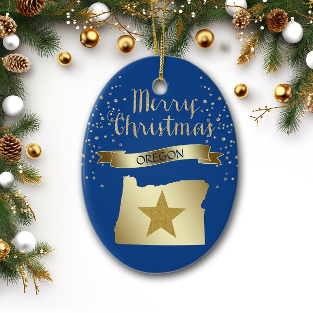 Blue Gold Oregon Star Keramikornament (Von Creator hochgeladen)