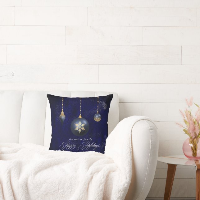 Blue Gold Ornament Holiday Kissen (Liege)