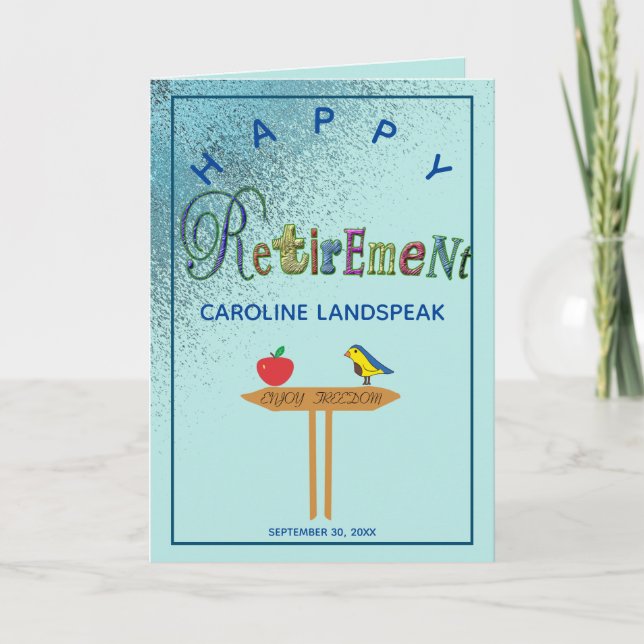 Blue Gold Parties scintillant Pluie Bonne carte de (Devant)