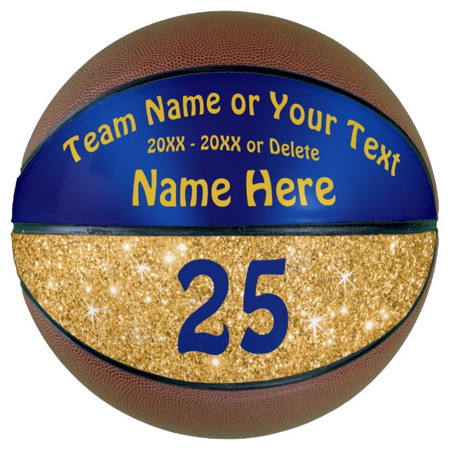 Blue, Gold Personalisiert Basketball Ball for Girl (Vorderseite)