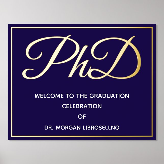 Blue Gold PhD Abschluss Willkommen Foliendrucke (Vorderseite)
