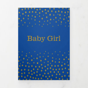 Blue & Gold Polka Dot, 3 Foto Collage Baby Birth Dreifach Gefaltete Ankündigung