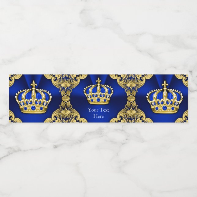 Blue Gold Prince Baby Dusche Wasserflaschen Etiket (Einzelnes Label)