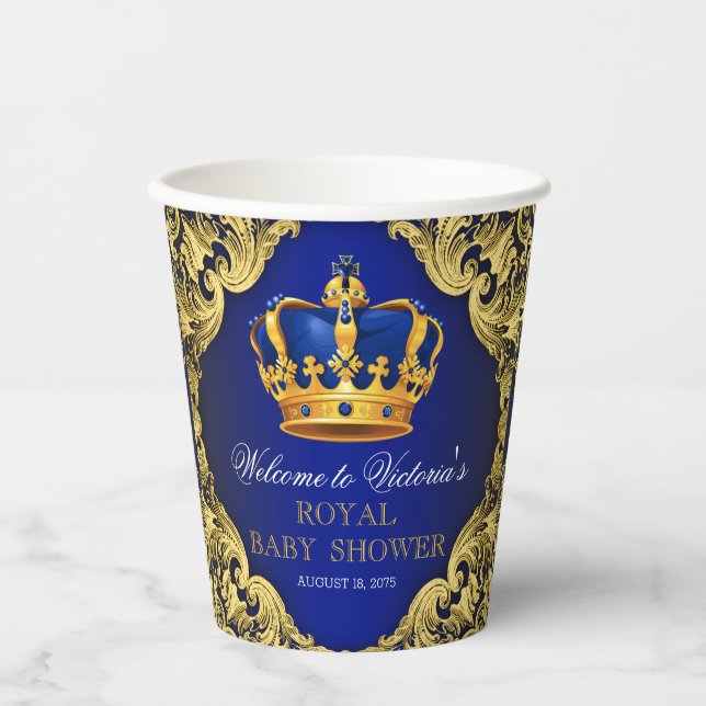 Blue Gold Prince Baby Duschpapiertafeln Pappbecher (Vorderseite)