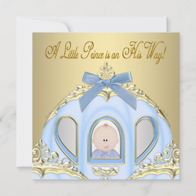 Blue & Gold Prince Baby Shower Einladungen (Vorderseite)
