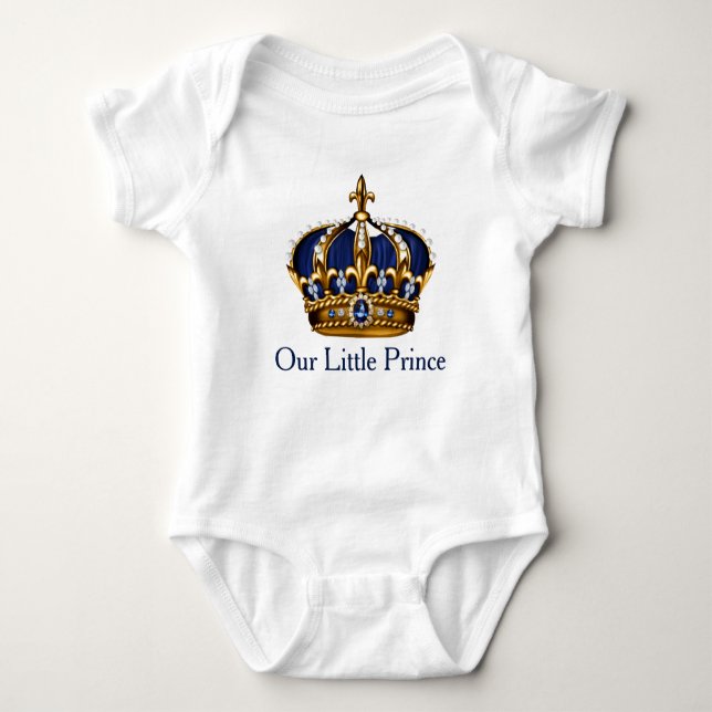Blue Gold Prince Crown Prince Baby Boy Baby Strampler (Vorderseite)