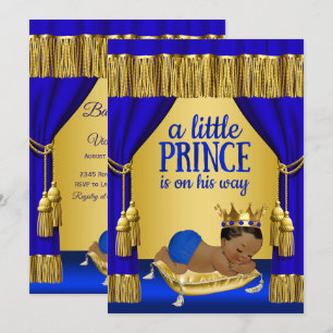 Blue Gold Prince Ethnic Baby Shower Einladungen