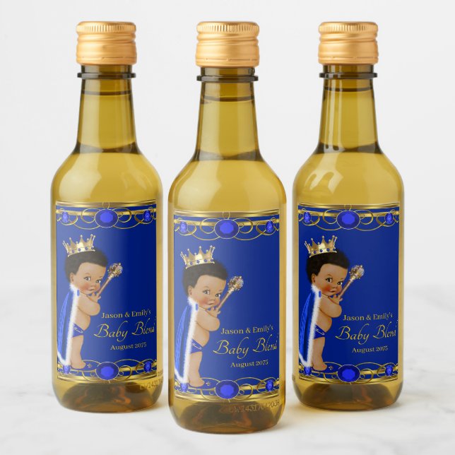 Blue Gold Prince Mini Weinflaschen Etiketten (Flaschen)