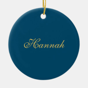 Blue Gold Professioneller Trendy Minimalist Name Keramik Ornament