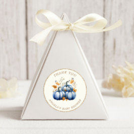 Blue Gold Pumpkin Autumn Baby Showdusche Runder Aufkleber