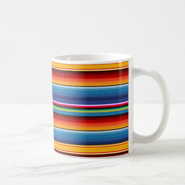 Blue Gold Red Mexican Sarape Kaffeetasse (Rechts)