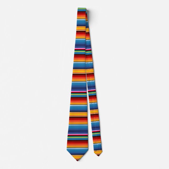 Blue Gold Red Mexican Sarape Krawatte (Vorderseite)