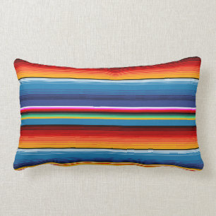 Blue Gold Red Mexican Sarape Lendenkissen