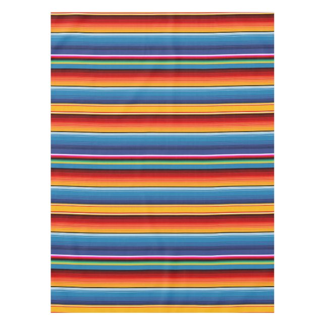 Blue Gold Red Mexican Sarape Tischdecke (Vorderseite)