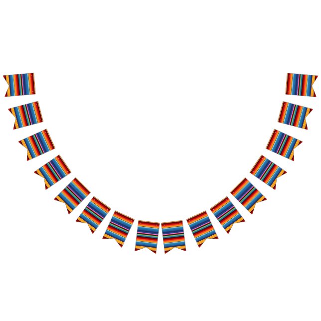 Blue Gold Red Mexican Sarape Wimpelkette (Alle)
