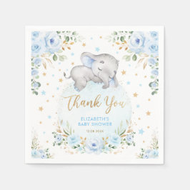 Blue Gold Rose Elephant Baby Boy Shower Favoriten Serviette