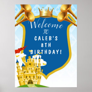 Blue Gold Royal Prince Schloss Geburtstagsparty Sc Poster
