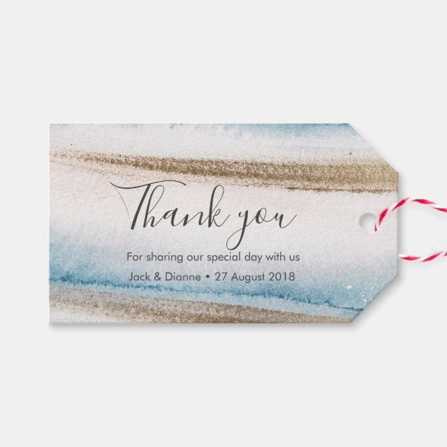 Blue Gold Sand personalisiert Dankeschön an Sie An Geschenkanhänger (Vorderseite (Horizontal))