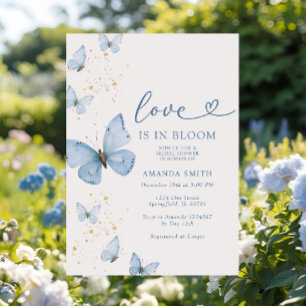 Blue Gold Schmetterling Liebe in Bloom Brautparty Einladung