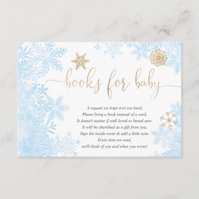 Blue Gold Schneeflocke Babydusche Anfrage e Begleitkarte (Vorderseite)