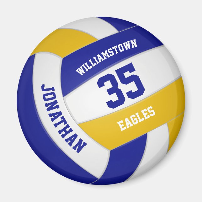 Blue Gold School Farben Team Gaben Volleyball Magnet (Vorne)