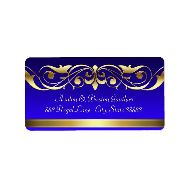 Blue Gold Scroll Address Labels für Großherzogtum Adressaufkleber (Vorne)